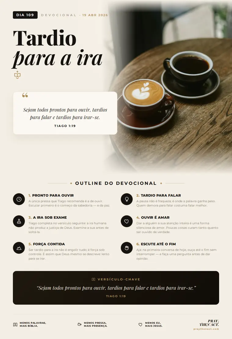 Dia 109 — Tardio para a ira