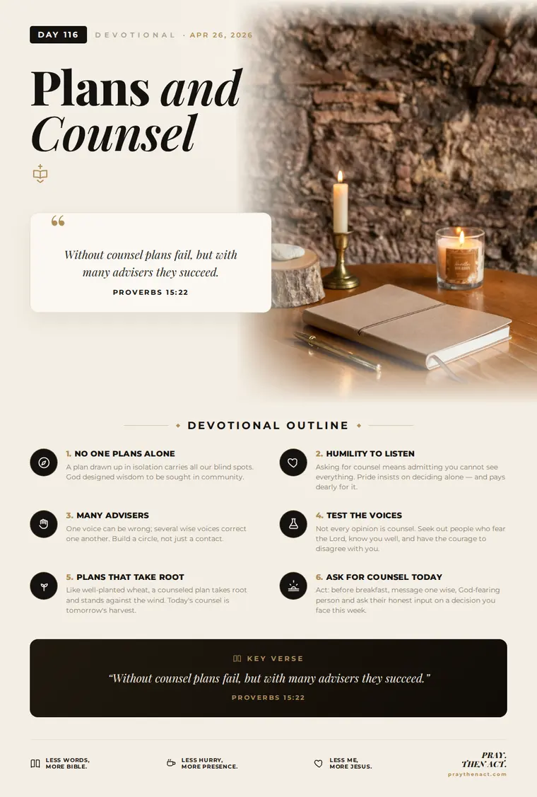 Day 116 — Plans and Counsel
