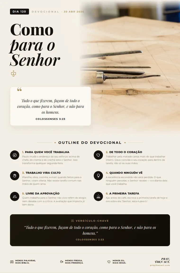 Dia 120 — Como para o Senhor