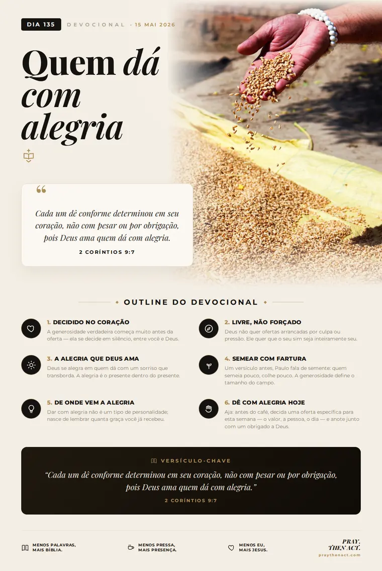 Dia 135 — Quem dá com alegria