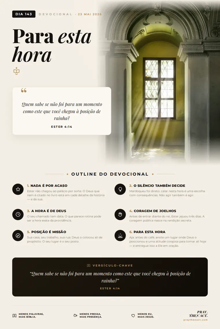 Dia 143 — Para esta hora